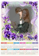 Пакет от 5 бр. Еднолистов календар 2026 г. - Лилави цветя