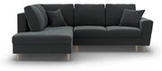 Тъмносив кадифен разтегателен ъглов диван с място за съхранение (ляв ъгъл/L форма) Kyoto – Cosmopolitan Design