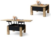 ОСЛО Дъб Артисан/Черен - РАЗТЕГАТЕЛНА ХОЛНА МАСА С ПОВДИГАЩ МЕХАНИЗЪМ