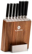 Klarstein Kitano, Комплект ножове от 8 части с блок, 7 ножа, стомана, луксозен дървен блок