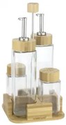 Horecano - Стъклен оливерник от 4 части на бамбукова стойка FAIA-(HC-32211)