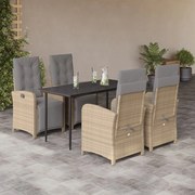 3212586 vidaXL Градински комплект с възглавници, 5 части, бежов полиратан