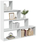 857994 vidaXL Разделител за стая / библиотека, бял, 4 нива, 143,5x29x143,5 см