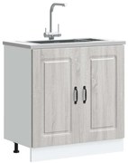 853453 vidaXL Шкаф за мивка, Kalmar, сив сонома, 80x46x81,5см инженерно дърво