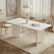 Linza трапезна маса от меламин в цвят бяло дърво 180×90×75 см