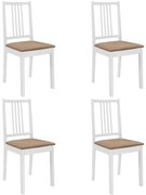 247635 vidaXL Трапезни столове с тапицерия, 4 бр, бели, масивна дървесина