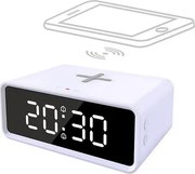 Solight CA07W - Цифров часовник с безжично Qi зарядно 230V/CR2032 бял