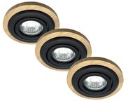 Комплект от 3 вградени таванни осветителни тела TOBBY 1xGU10/20W/230V Ø 11,5 cm дъб/черен
