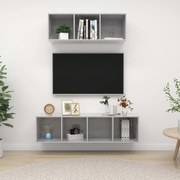 3079794 vidaXL Комплект ТВ шкафове от 2 части, бетонно сив, инженерно дърво
