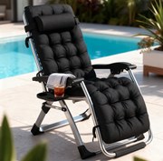 Сгъваем градински шезлонг с възглавница TDC01-BK Черен