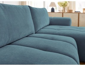 Син сгъваем/с място за съхранение ъглов диван (десен ъгъл) Fuji – Bobochic Paris