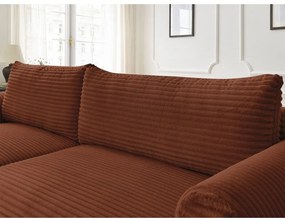 Разтегателен ъглов диван от рипсено кадифе в тухлен цвят (ляв ъгъл) Lucien – Bobochic Paris