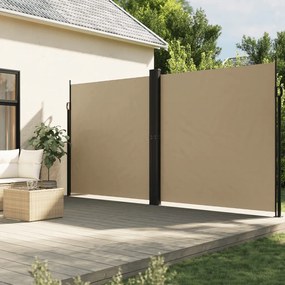 4004870 vidaXL Прибираща се странична тента, бежова, 220x1200 см