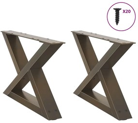 4012691 vidaXL Крака за масичка за кафе, 2 бр., естествена стомана, 60 x (30-31,3) см, стомана