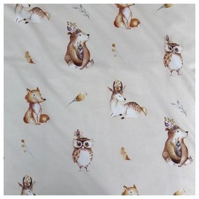 Бежово памучно детско спално бельо за детско креватче 100x135 cm Animals "Woodland" – Jerry Fabrics