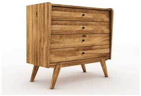 Нисък скрин с чекмеджета от дъбова дървесина 100x90 cm Retro - The Beds