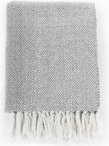 245318 vidaXL Декоративно одеяло, памук, рибена кост, 125x150 см, сиво