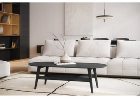 Черна масичка за кафе от дъб 60x130 cm Curved – Woodman