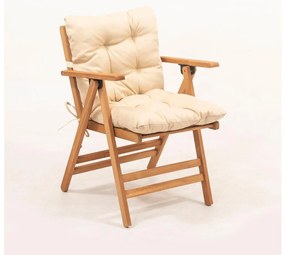 Сгъваем градински стол с възглавница, бежов/бук