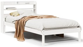 3306536 vidaXL Рамка за легло без матрак, бял, 90x200 см, бор масив