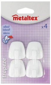 Бели пластмасови комплект куки 4 бр. без пробиване – Metaltex