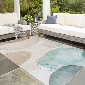 Кремаво-тюркоазен килим подходящ за пране 120x180 cm Puddle – Mila Home