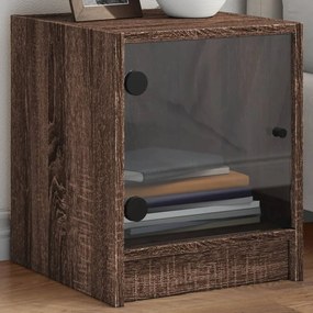 Sonata H Нощни шкафчета със стъклени врати 2 бр кафяв дъб 35x37x42 см