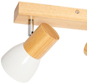 Таванен прожектор дърво и бял 2-светлина регулируем - Thorin