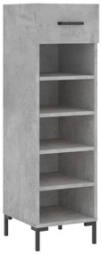 829680 vidaXL Шкаф за обувки, бетонно сив, 30x35x105 см, инженерно дърво