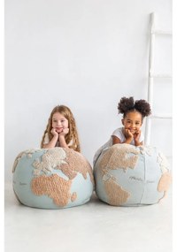 Син/бежов детски пуф World Map – Lorena Canals