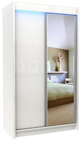 Шкаф с плъзгащи врати и огледало TARRA, бяло, 120x216x61