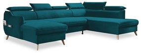 Тюркоазено кадифе, U-образен ъглов диван (десен ъгъл) Sweet Harmony - Miuform