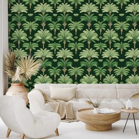 Тапет – Зелени палми на тъмен фон
