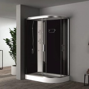 Хидромасажна душ кабина ЛИНДА ICSH 8115L NEW EASY ASSEMBLE Inter Ceramic, 120x80x215см, 4мм, 6 водни дюзи, радио, LED осветление