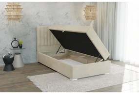 Бежово единично тапицирано легло с място за съхранение с включена подматрачна рамка 80x200 cm Bunny – Ropez