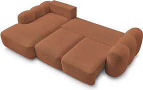 Оранжев сгъваем/с място за съхранение ъглов диван от прежда с примки от букле (ляв ъгъл) Montaigne – Bobochic Paris