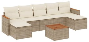 3258642 vidaXL Градински диван с възглавници, 8 части, бежов полиратан