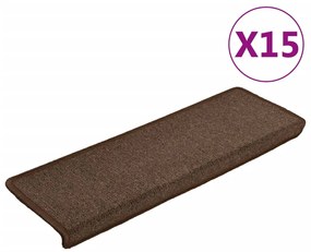 134571 vidaXL Изтривалки за стълби 15 бр. 65x21x4 см, кафяви, правоъгълни, кант