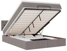 3312392 vidaXL Османска легло с матрак и LED, кафяво, 140x190 см, плат