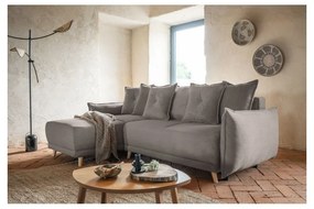 Светлокафяв велурен разтегателен диван (променлив) Lazy Lukka - Miuform