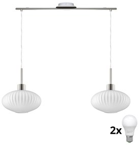 LED люстра на кабел HARMA 2xE27/60W/230V матов хром/бял