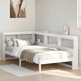 3324327 vidaXL Легло с етажерка за книги, без матрак, 90x200 см, бор масив