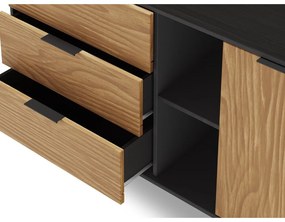 Нисък скрин от черен/естествен бор 165x80 cm Lavis - Marckeric