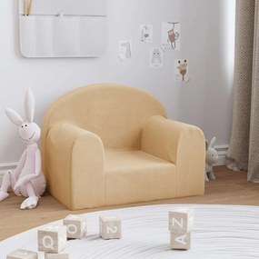 357007 vidaXL Детски диван, кремав, мек плюш