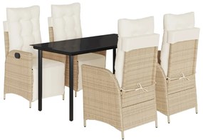 3213443 vidaXL Градински комплект с възглавници, 5 части, бежов полиратан