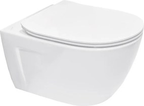 Комплект стенна тоалетна чиния, скрит монтаж, Happy-N Rimlless + седалка забавено падане Slim