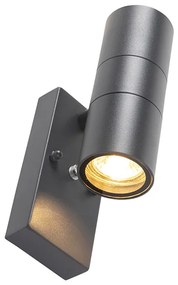 Външна стенна лампа тъмно сива 2-светлина със сензор за здрач - Duo