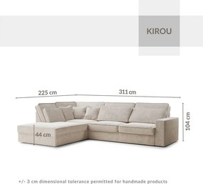 Кремав шенилов ъглов диван (ляв ъгъл/L форма) Kirou – Maison de Rêve