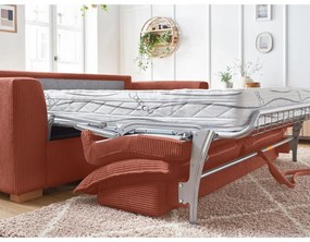 Разтегателен диван от рипсено кадифе в тухлен цвят 225 cm Augustin – Bobochic Paris