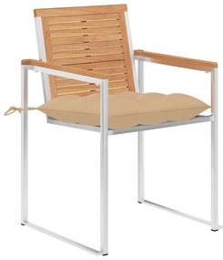 3078599 vidaXL Градински столове, 6 бр, с възглавници, тиково дърво масив